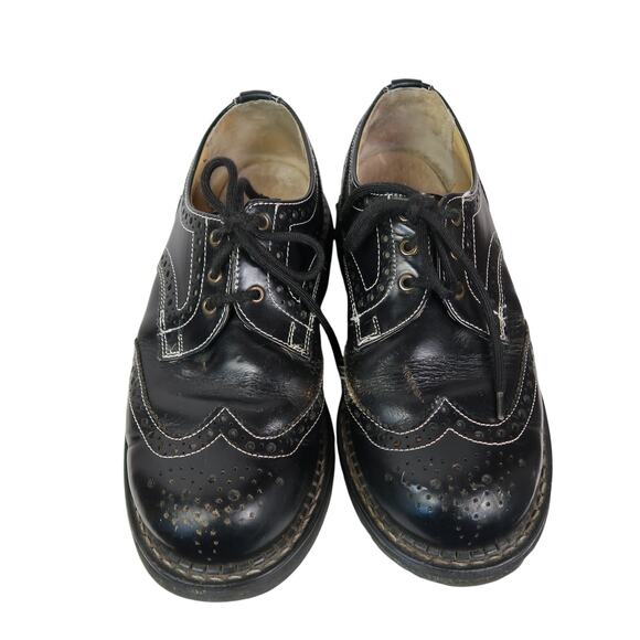 John Fluevog Michael Black Leather Wingtipped Derby Lace-Up Shoes Mens 5